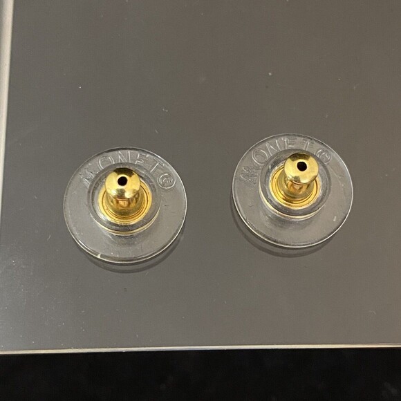 Monet Gold & White Rhinestone Feather Leaf Dangle Post Earrings - Picture 9 of 10